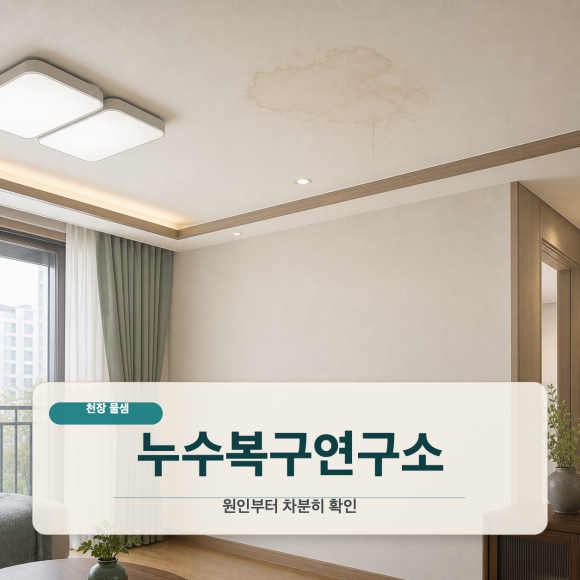 천장물샘 복구 판단 기준을 설명하는 예시 이미지